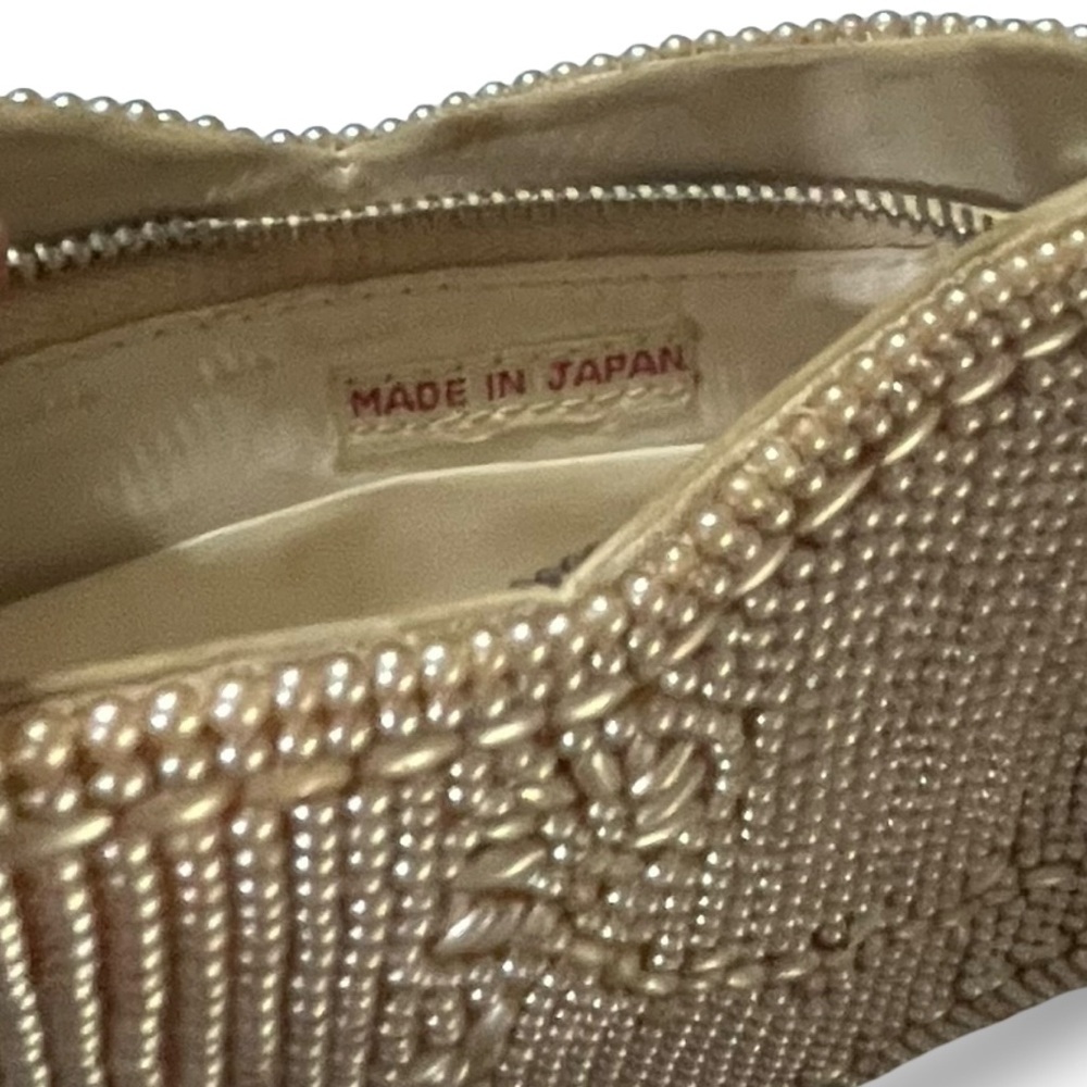 Vintage Made in Japan Cream Beaded Clutch - Picture 6 of 7